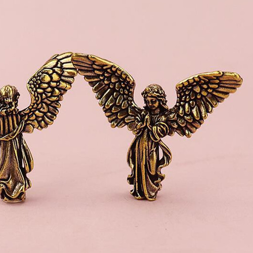 Estátua De Anjo Em Latão, Ornamento Antigo, Escultura Em