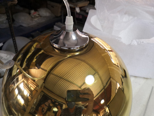Imagen 7 de 8 de Lámpara Colgante Esférica Mitad Color Oro 30cm Don Led