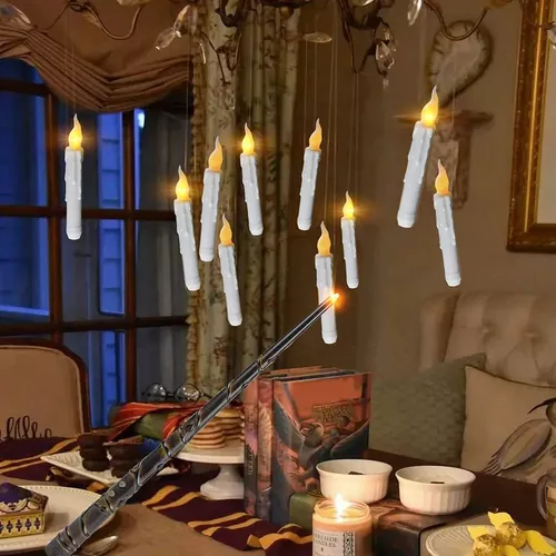 Paladone Luz de vela com brasão de Hogwarts com controle remoto de varinha  mágica, decoração de quarto do Harry Potter