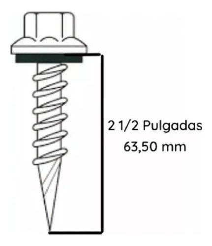 Tornillo Autoperforante Hex Techo Pta Fina 10x2 1/2 250 Unds