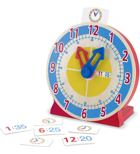 Reloj De Madera Educativo Para Niños Con Tarjetas Reversib