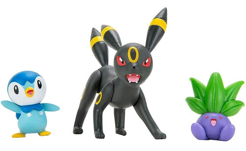 Pokémon Figure Pack 3 Umbreon, Oddish & Piplup - Sunny