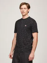 Comprar Polera Jaspeada Logo Regular Fit Negro Tommy Hilfiger