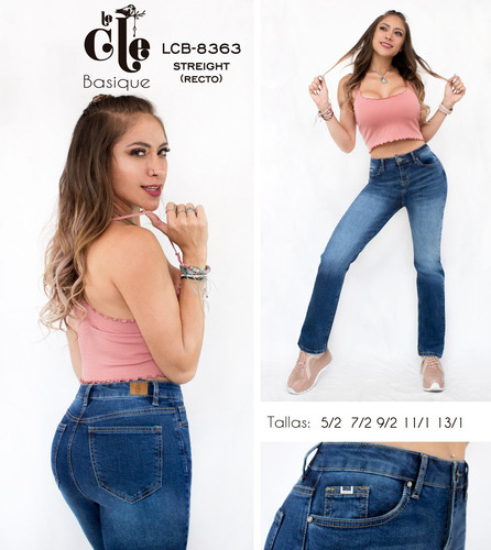 Jeans Mujer Pantalón Colombiano Mezclilla Strech Push Up 090
