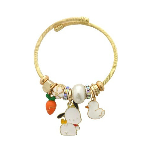 Pulsera Acero Inoxidable Con Dijes En Chapa Y Cristal