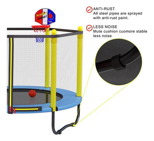 Trampolín De 1.52 Metros Para Niños Con Red Y Aro De Balonce