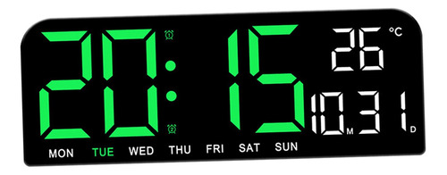 Reloj Despertador Digital 4 Niveles Brillo Ajustable Verde