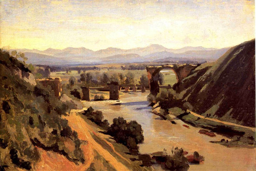 Lienzo Canva Arte Puente Narni Jean Camille Corot 1826 61x90