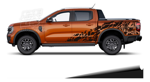 Calco Ford Ranger Bulls Toro 2023 - 2025 Juego Completo Negro Mate