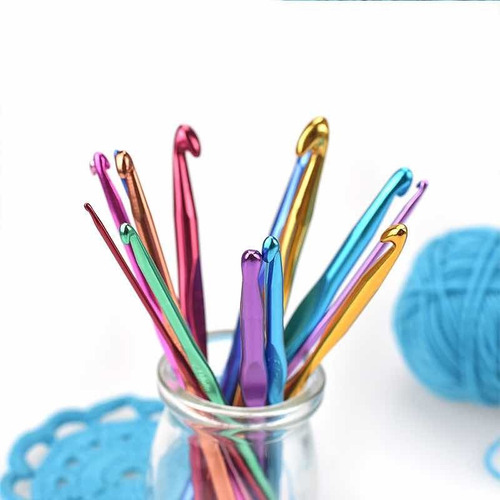 Juego De 12 Agujas De Crochet Metal Acero Inoxidable Origina