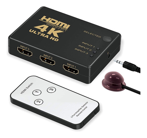 Hdmi Switch 4k, Gana Conmutador Inteligente De 3 Puertos Hdm