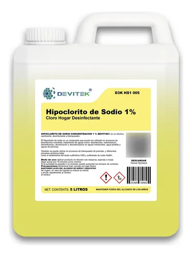 comprar Hipoclorito De Sodio 1% ( Hogar ) Formato Bidon 5 Litros
