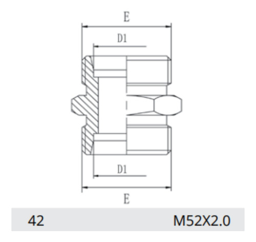 Uniao Igual Reta M52x2,0 / Tb 42 - Serie Leve - Kit 10