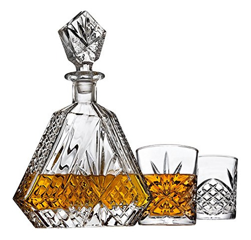 Whisky Decanter Para Licor Scotch Bourbon O Vino Incluye 2 V