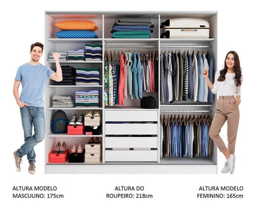 Ropero Closet Madesa Royale 3 Puertas 2 Espejo Color Blanco/Negro