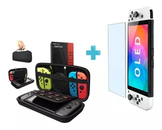Kit 2-1 Funda Nintendo Switch + Vidrio Templado Oled 9h