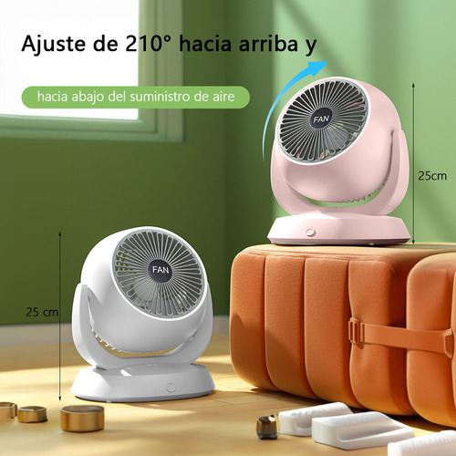 Ventilador De Escritorio CM-TOP FS283-D 5V Portátil Usb Recargable Para Oficina Casa Aspas Plástico Color Rosa