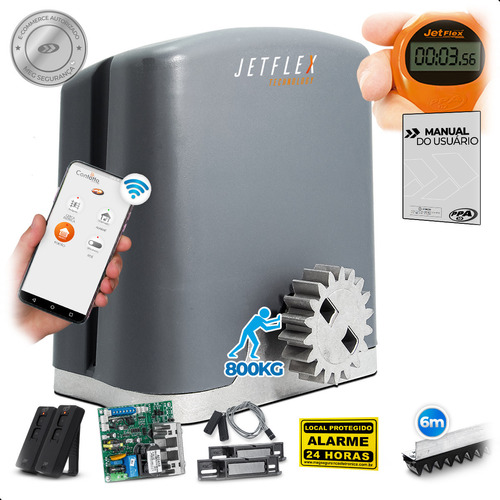 Kit Motor Portão Ppa Dz 800 Jetflex Com Wifi 6m Cremalheira