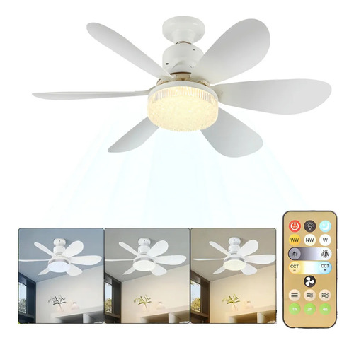 Lámpara Ventiladorres Foco De Techo Y Control Remoto Blanco 0 Mm Blanco Blanco Plástico 0