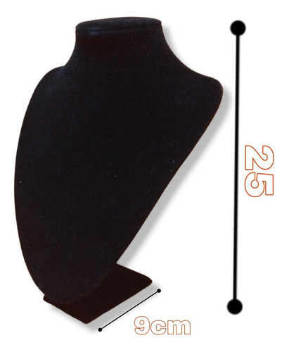 Imagen 5 de 7 de Exhibidor De Collares Bijou Terciopelo Negro C/ Base 25cm
