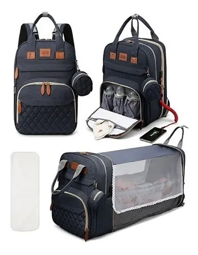 Mochila Bebe Hobest Cuna Portatil Cambiador Plegable Usb