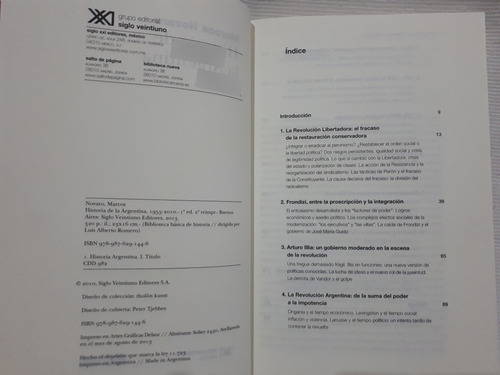 Imagen 4 de 6 de Historia De La Argentina 1955-2010 Marcos Novaro Siglo Xxi