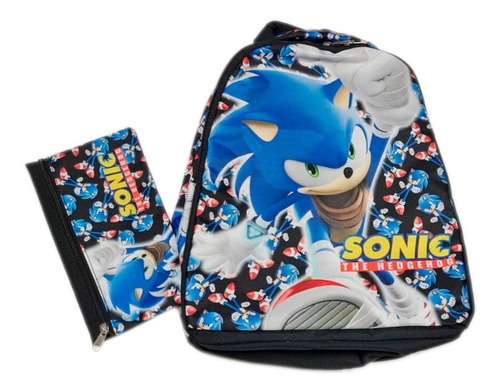 Morral Comic Sonic Maleta Niños Grande + Cartuchera