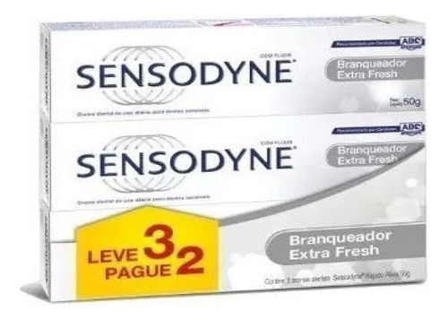 Kit Creme Dental Sensodyne Branqueador Extra Fresh 50g 3un