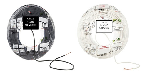 Kit 2 Bolsas 50 Mts Cable Iusa Blanco Y Negroa Thw Cal 12
