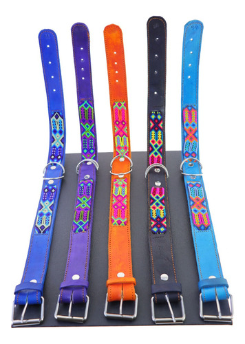 Pack 3 Collares De Piel Para Perros Talla Grande 55 Cm Color Variados