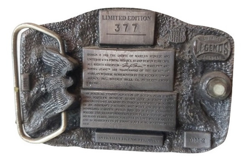 Marilyn Monroe Hebilla Cinturón Metalica Edición Limitada377 (Usado)
