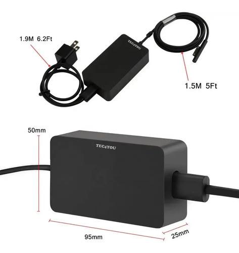 Cargador Surface Pro 3 4 5 6 44w 15v 2.58a En Caja Sellado Negro