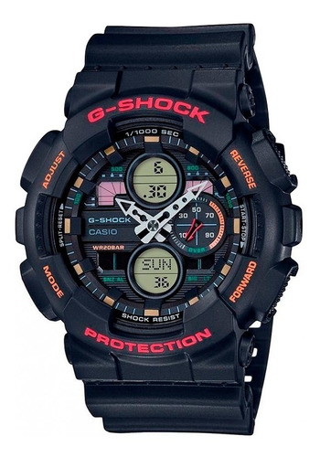 Relógio Casio G-shock Masculino Ga-140-1a4dr Preto Vermelho