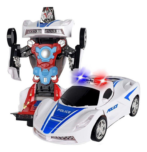 Carro Robô Policial Transformes Com Movimento Som E Luzes