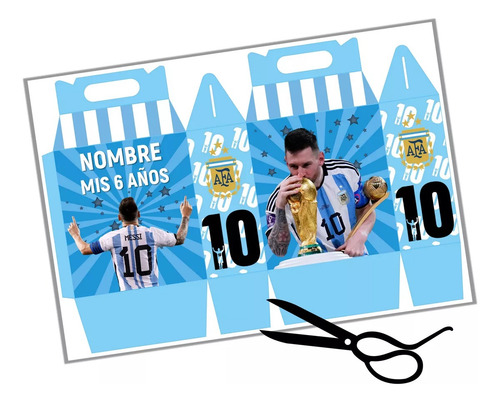 Caja Imprimible Cajita Feliz Messi Argentina (modelo 2)