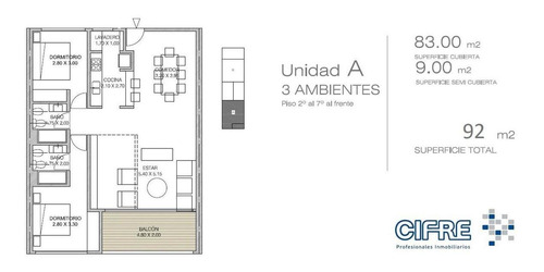Departamento 3 Ambientes 2 Baños Posibilidad 1 Dorm Mas. Cochera A Estrenar