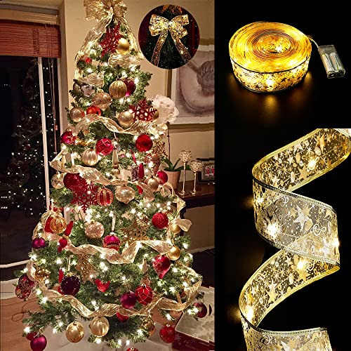 Luces De Árbol De Navidad Gihoo 32ft 100 Led (dorado)