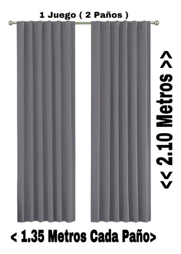 Pack 3 Paños De Cortinas Lino Blackout | 210x135 Verde Malva