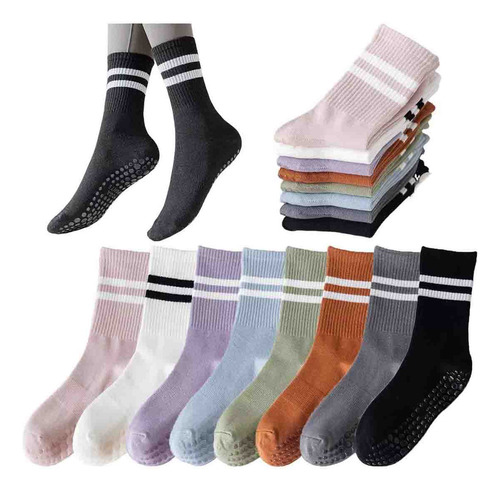 8 Pzas Calcetines Yoga Pilates Calcetines Antideslizantes