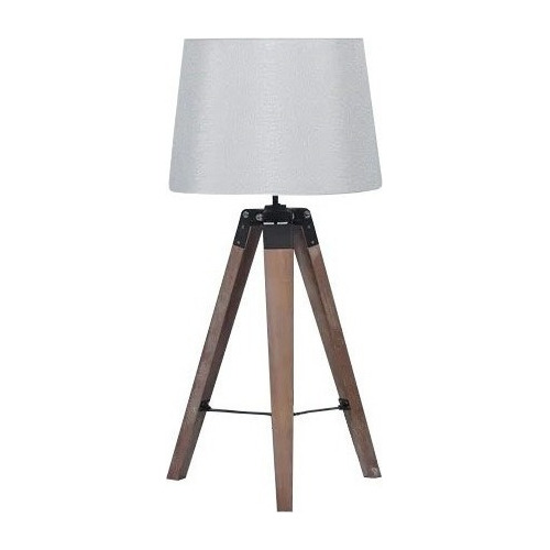 Lampara De Mesa Tripode Madera Rustica Vintage Apto Led Gmg