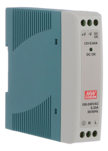 Fuente conmutada DIN de 10 W, salida 12 vcc-0.8a Mdr-10-12 Mean Well