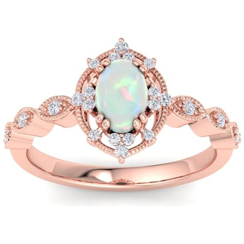 Anillo Compromiso Óvalo Opal Blanco S925 10k 14k 18k Cz Cole