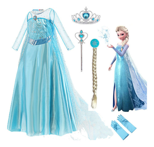 Disfraz De Princesa Elsa For Niña, Vestido De Halloween, Cu