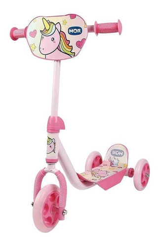 Patinete Mor 3 rodas infantil Unicórnio  rosa  para crianças