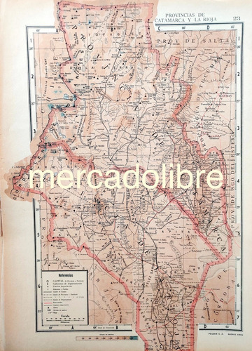 Mapa Color 1939 De Catamarca Y La Rioja Ferrocarriles Plano