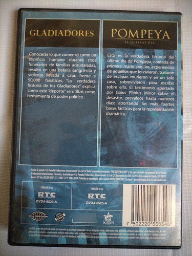 Pompeya Y Gladiadores 2 En 1 Película Dvd Original Acción Dr (Usado)