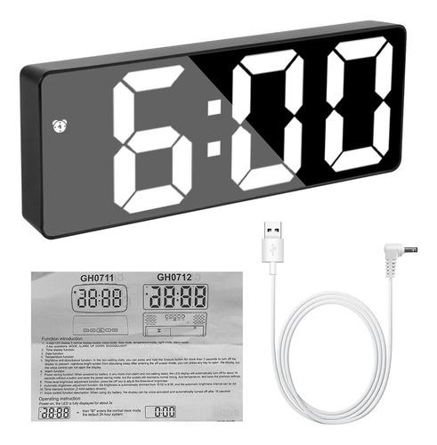 Reloj Despertador De Acrílico/espejo Snooze Led Digital Cloc