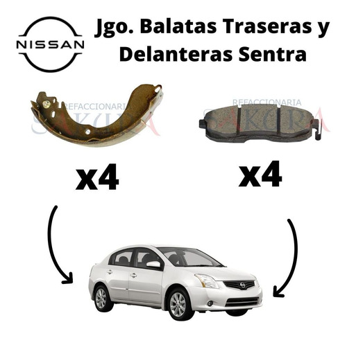 Kit Balatas Delanteras Y Traseras Nissan Sentra 2011 Orig.