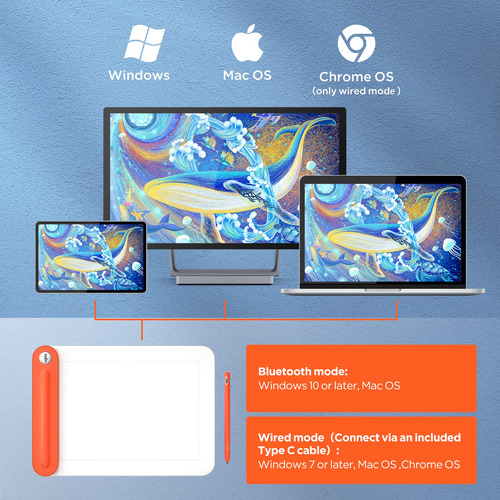 Tableta De Dibujo Ugee Q8w Bluetooth 5.0 De 8 Pulgadas Con L