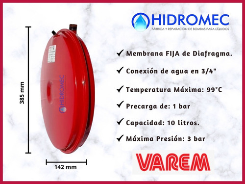 Imagen 2 de 7 de Vaso Expansión Flatvarem 12 Litros Para Caldera Termotanque.